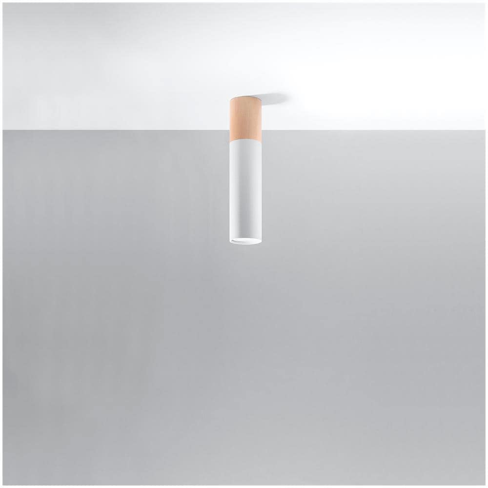 Applique Da Soffitto In Legno Sollux Nero 300xø60 Mm Metallo - Foto 1