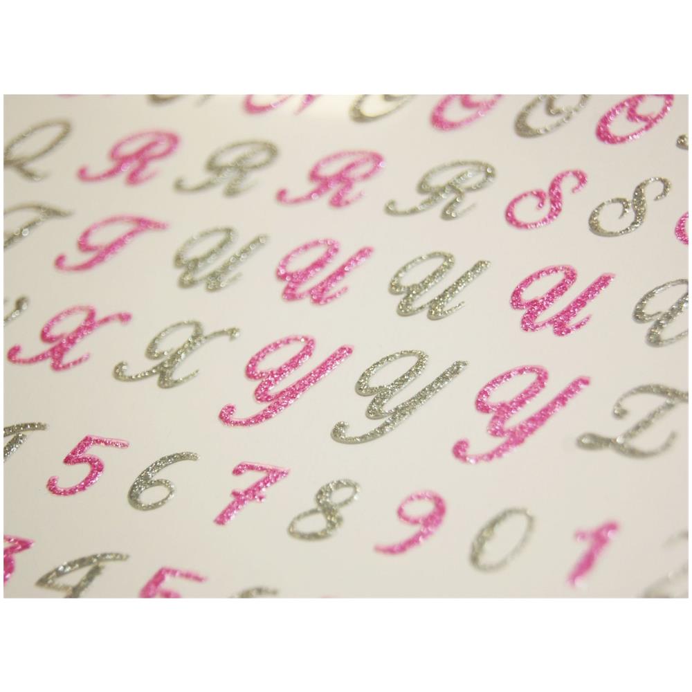 111 Adesivi - Alfabeto E Numeri - Rosa E Grigio - Foto 1