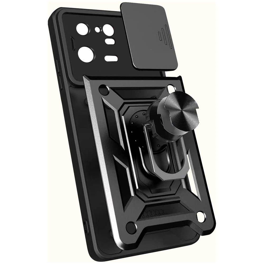 Cover Per Xiaomi 13 Pro Con Copri-fotocamera E Anello Di Supporto Nera - Foto 2
