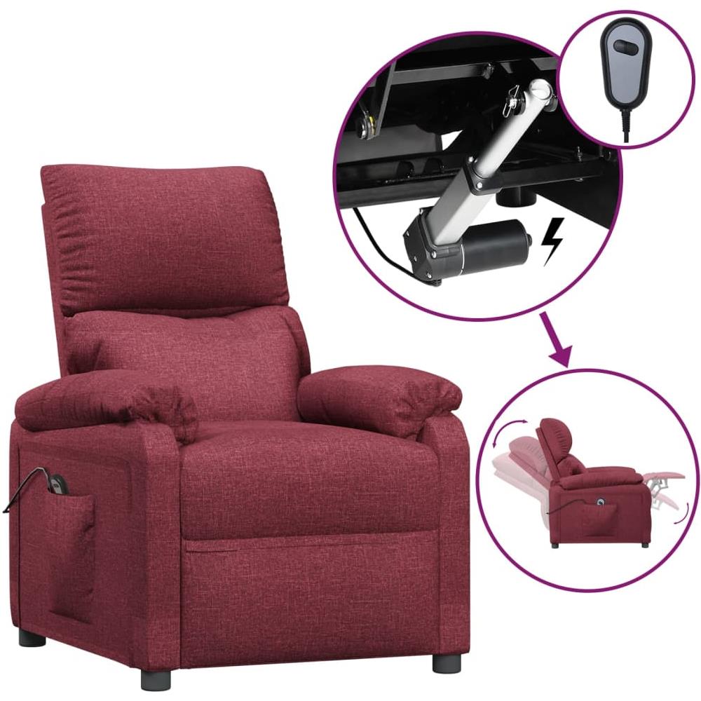 Poltrona Elettrica Reclinabile Rosso Vino In Tessuto - Foto 2