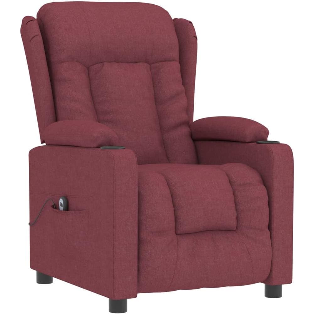 Poltrona Elettrica Reclinabile Rosso Vino In Tessuto - Foto 3