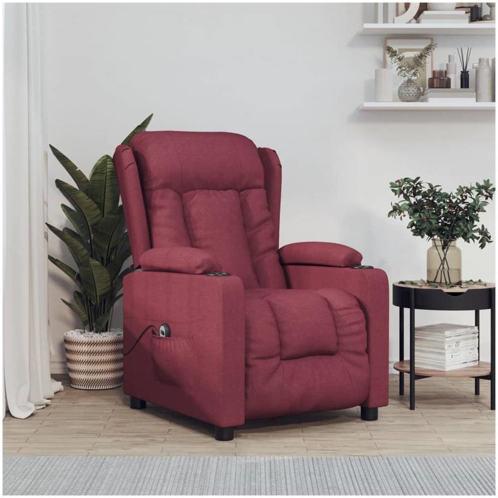 Poltrona Elettrica Reclinabile Rosso Vino In Tessuto - Foto 1
