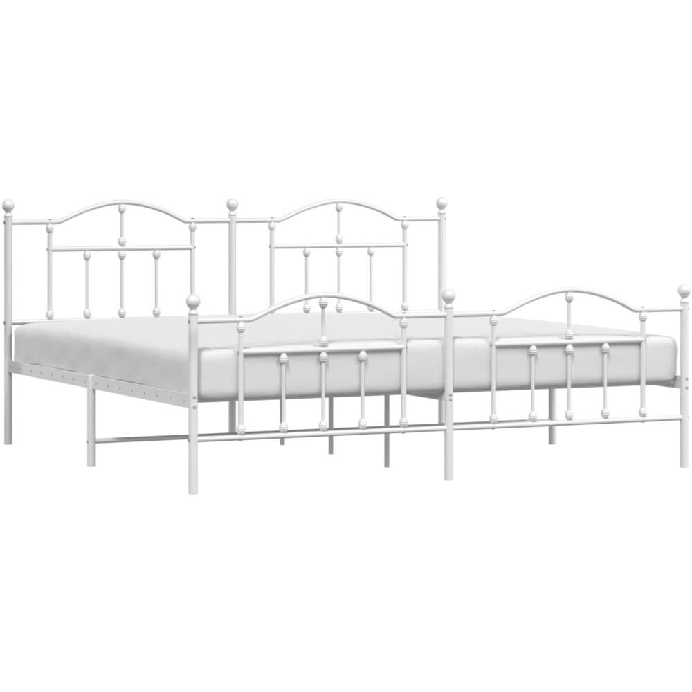 Giroletto Con Testiera E Pediera Metallo Bianco 193x203 Cm - Foto 3