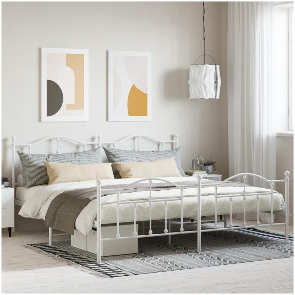 Giroletto Con Testiera E Pediera Metallo Bianco 193x203 Cm - Foto 1