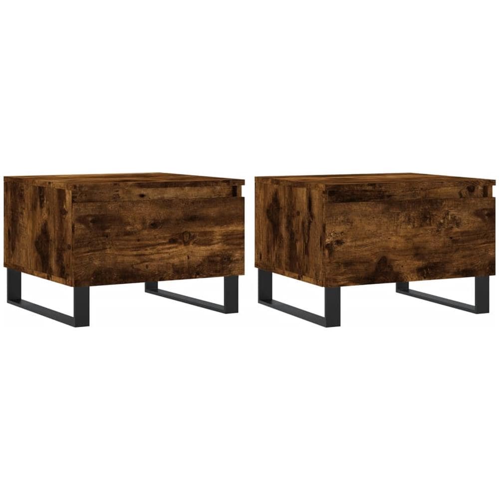 Tavolini Salotto 2pz Rovere Fumo 50x46x35 Cm Legno Multistrato - Foto 2