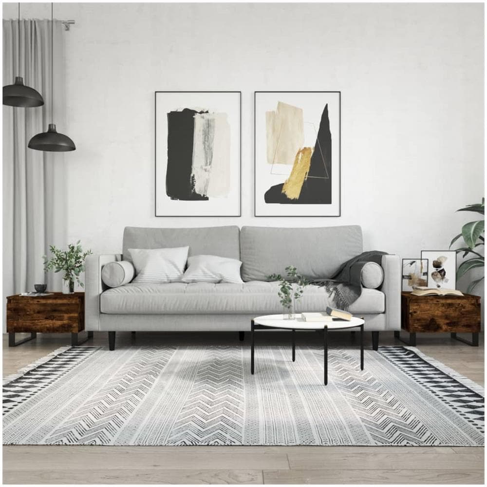 Tavolini Salotto 2pz Rovere Fumo 50x46x35 Cm Legno Multistrato - Foto 1