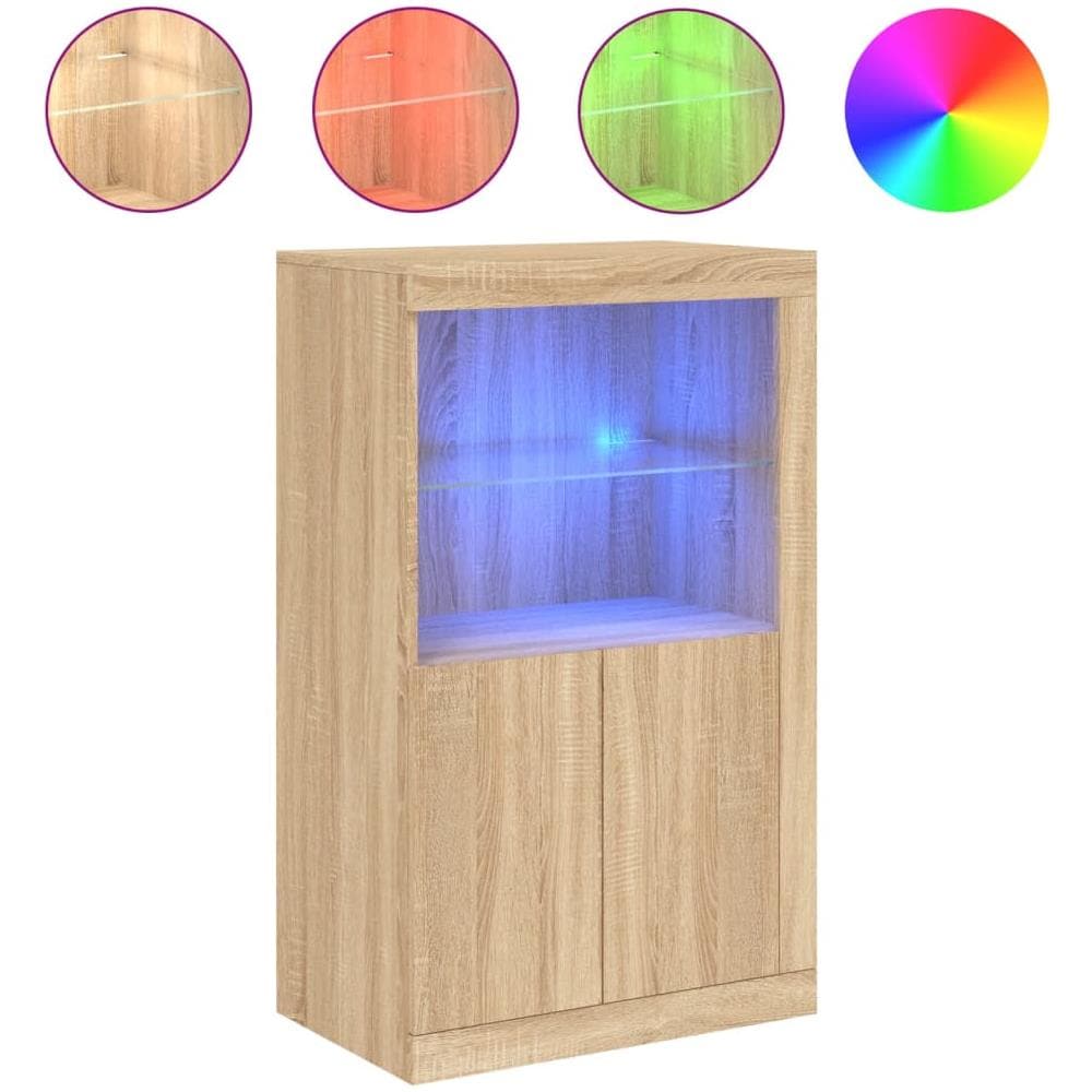 Armadietto Con Luci Led Rovere Sonoma In Legno Multistrato - Foto 2