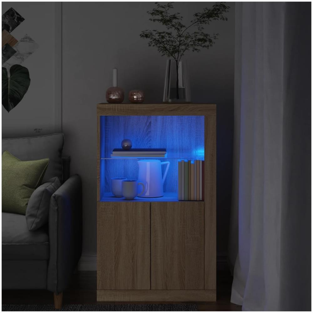 Armadietto Con Luci Led Rovere Sonoma In Legno Multistrato - Foto 1