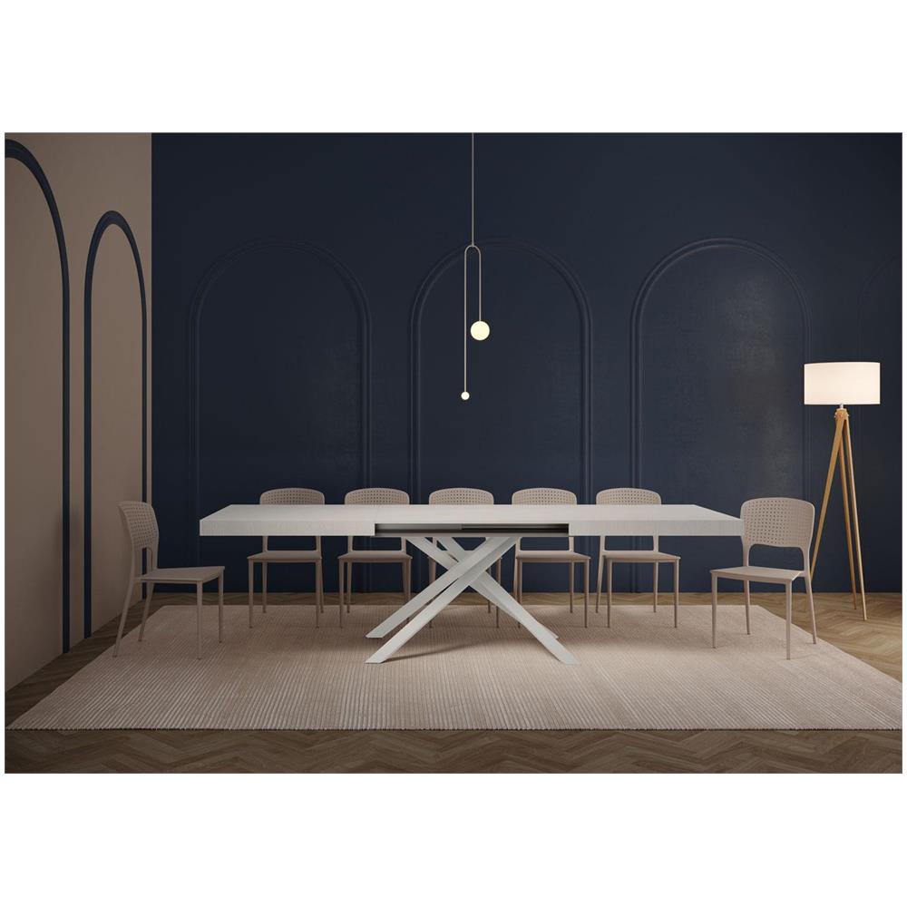 Tavolo allungabile 90x200/304cm Karida bianco frassino gambe bianche - Foto 3