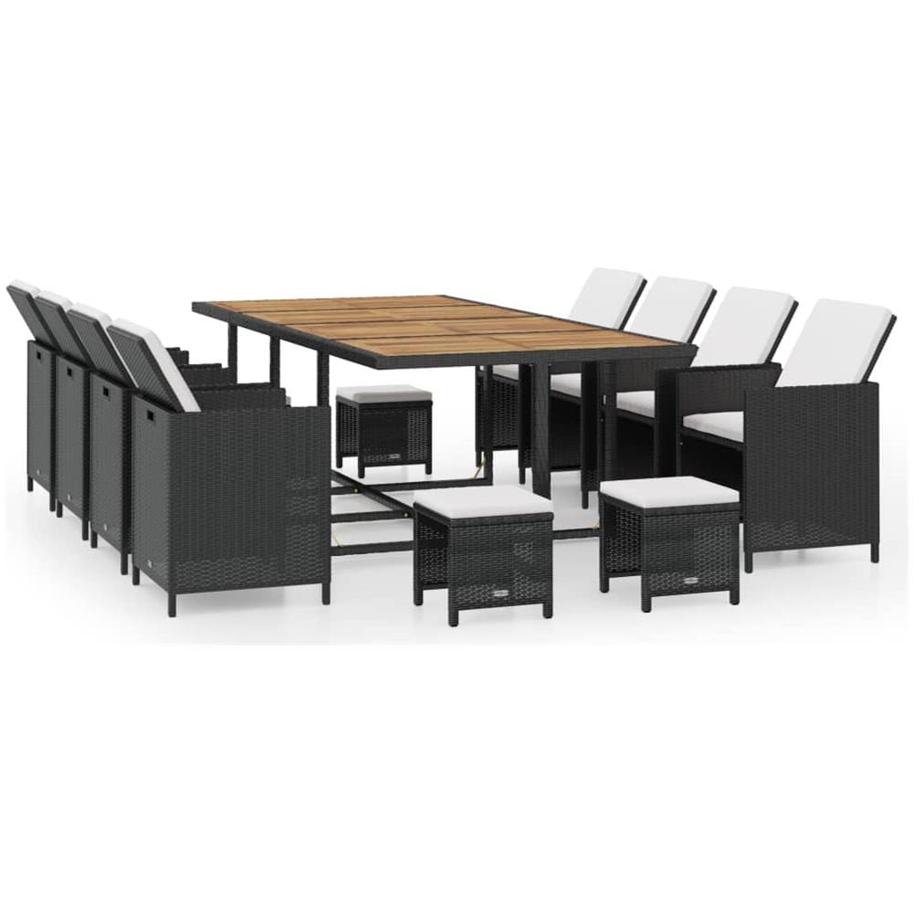 Set Mobili Per Esterni 33 Pz Nero Polyrattan E Legno Di Acacia - Foto 1