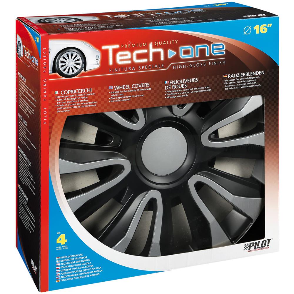 Copricerchi Auto Universali 16 Pollici Tech-one Avalone Silver Black 31623 - Foto 6