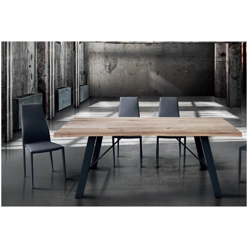 Gregory - Tavolo Da Pranzo Moderno In Acciaio E Legno Spessore 6 Cm - Foto 3