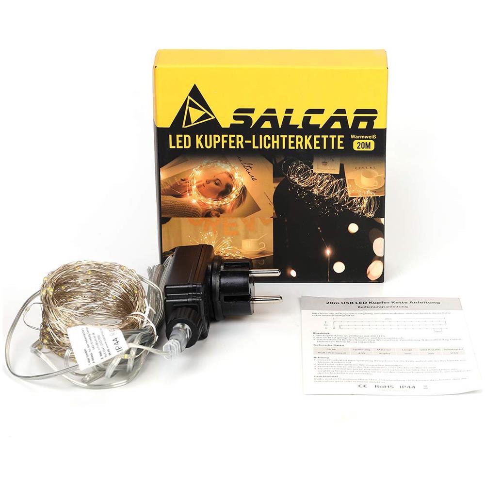 20m 200er Led Decorativo Luce + 3m Cavo Di Alimentazione 4.5v Alimentazione Di Sicurezza Copper Led Luce - Foto 3