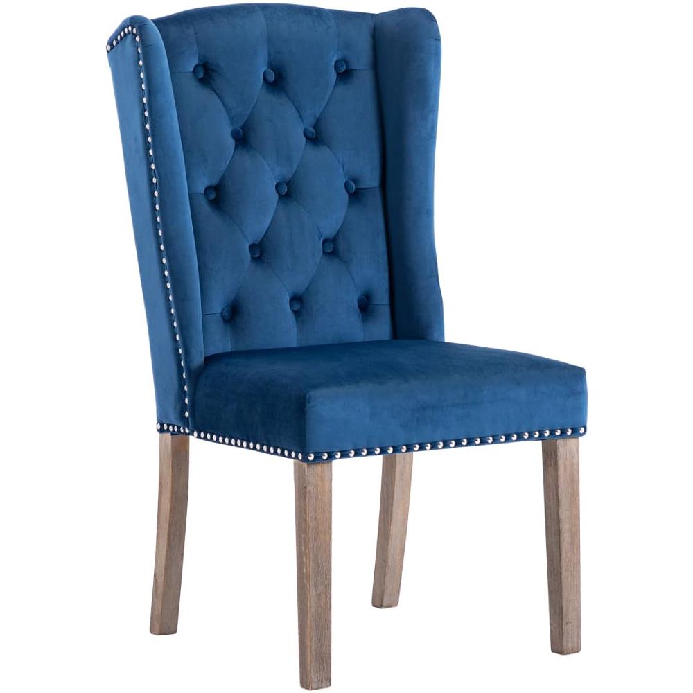 Sedia Da Pranzo Blu In Velluto - Foto 2