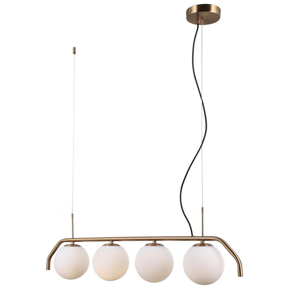 Sospensione Moderna A Sospensione In Ottone Miele A 4 Luci Con Paralume Bianco, G9 - Foto 2