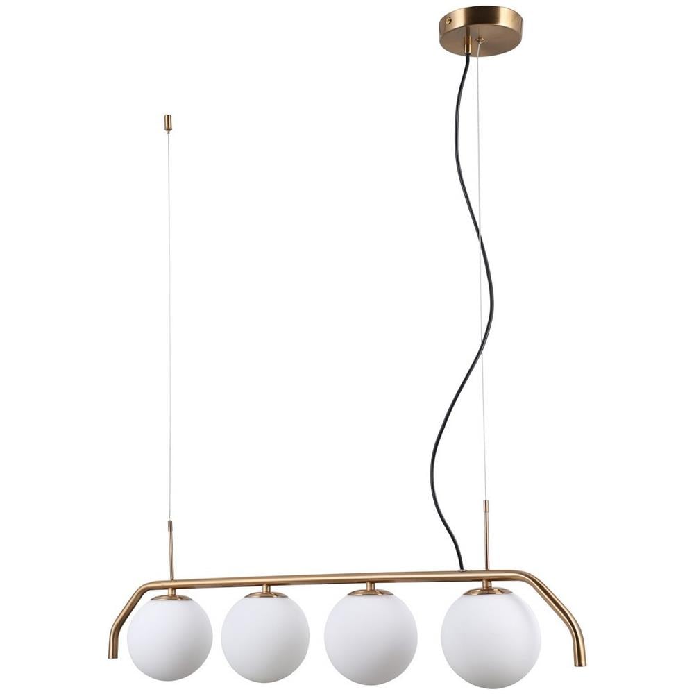 Sospensione Moderna A Sospensione In Ottone Miele A 4 Luci Con Paralume Bianco, G9 - Foto 1