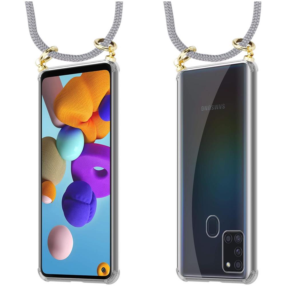 Catena Di Telefoni Cellulari Compatibile Con Samsung Galaxy A21s In Grigio Argento - Coperchio Protettivo In Silicone Con Anelli D'oro, Cinturino In Corda E Custodia Staccabile - Foto 8