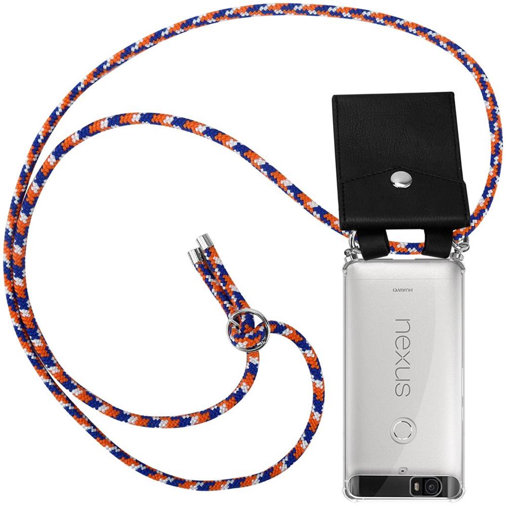 Catena Di Telefoni Cellulari Compatibile Con Huawei 6p In Arancio Blu Bianco - Coperchio Protettivo In Silicone Con Anelli D'argento, Cinturino In Corda E Custodia Staccabile - Foto 1
