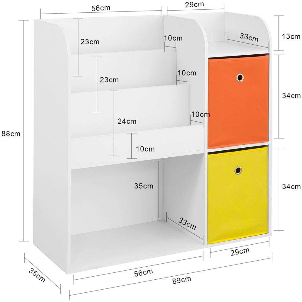 Libreria Montessoriana Per Bambini - Scaffale Portagiochi - 3 Scaffali + 2 Ripiani + 2 Cestini - Kmb37-w - Foto 1