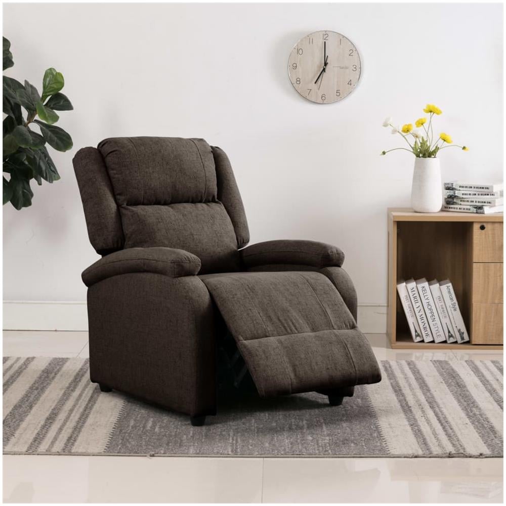 Poltrona Reclinabile Marrone Scuro In Tessuto - Foto 1