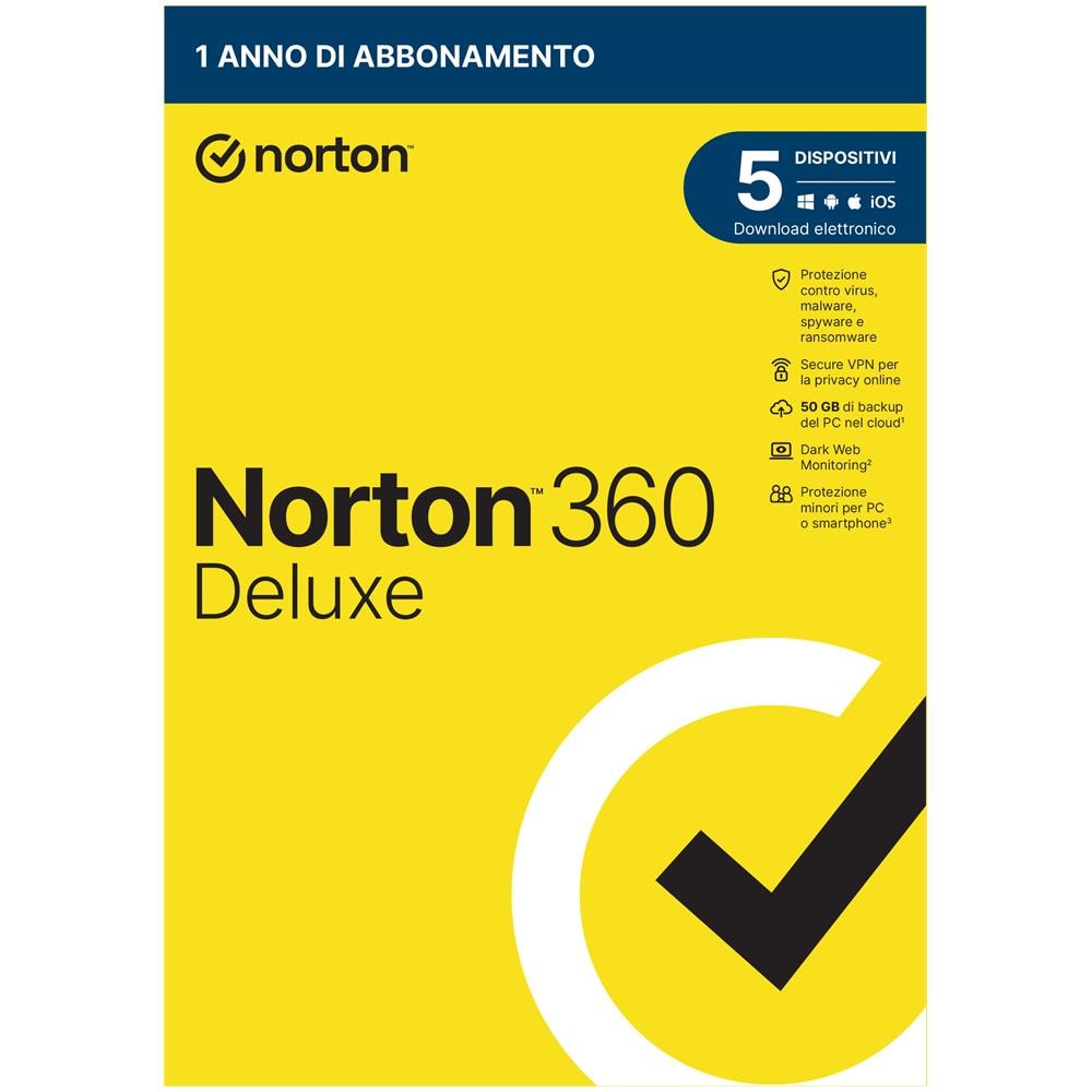 Licenza Antivirus Norton 360 Deluxe per 1 Anno Collegamento 5 PC - Foto 2