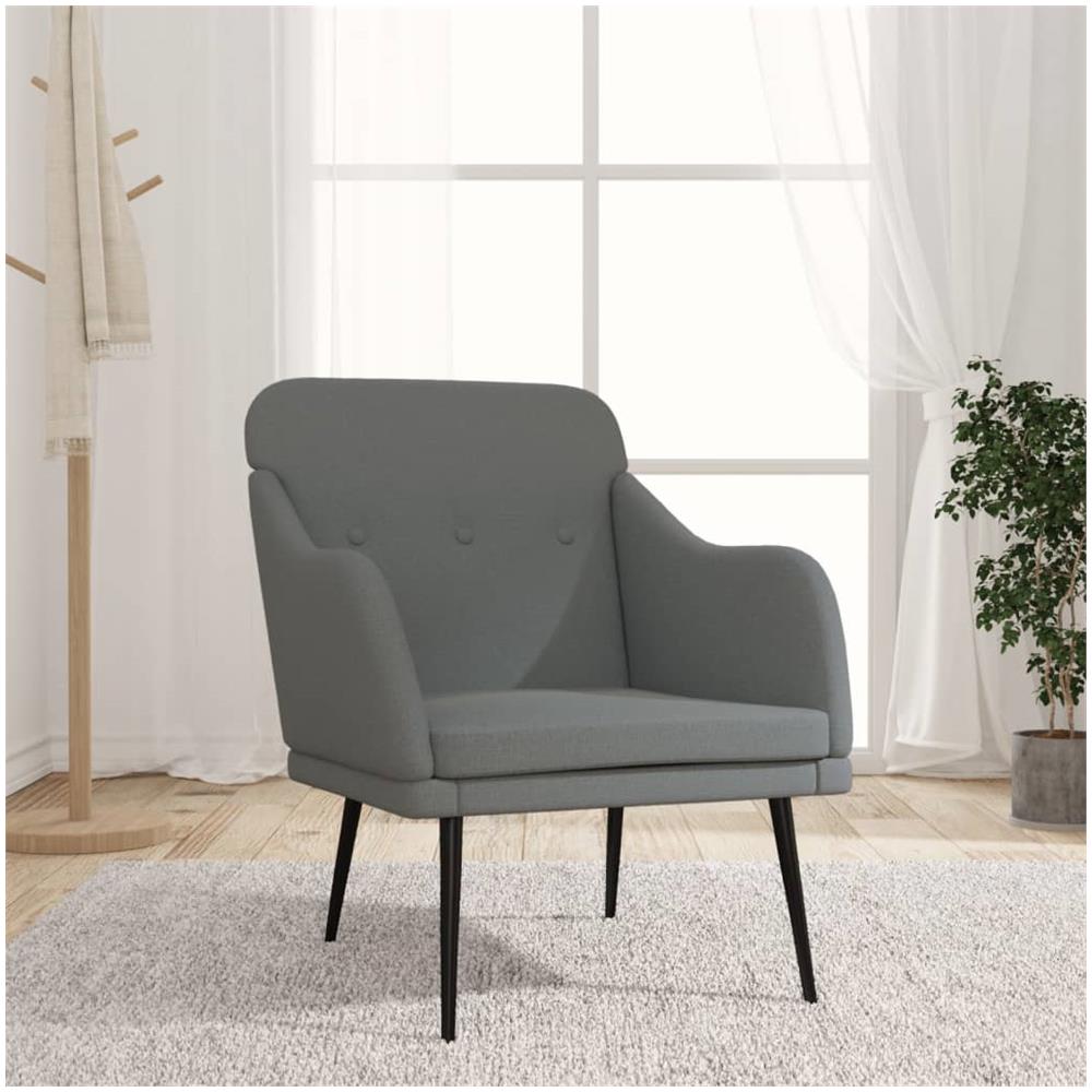 Poltrona Grigio Scuro 63x76x80 Cm In Tessuto - Foto 1
