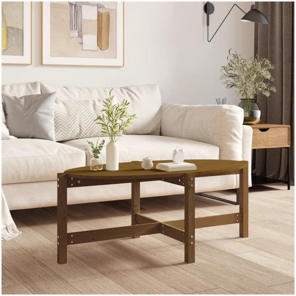 Tavolino Da Salotto Miele 118x63x45cm In Legno Massello Di Pino - Foto 1