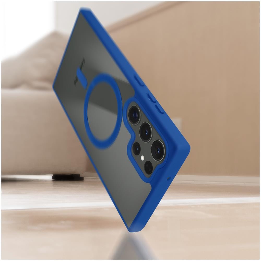 Cover Magsafe Per Samsung S23 Ultra Retro Rigido Bordo In Silicone Blu - Foto 5