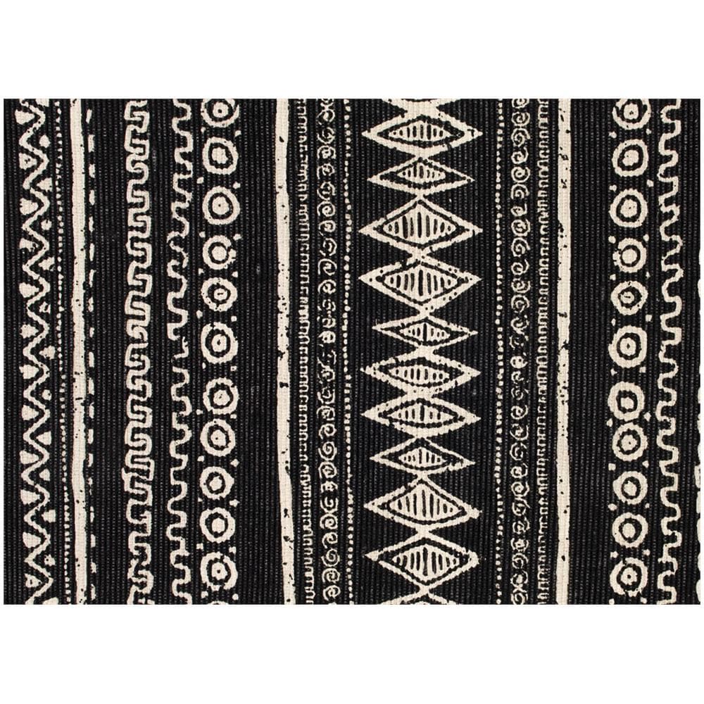 Tappeto Passatoia Cucina Indiano 100% Cotone Disegno Etnic Nero 55x110 Nero - Foto 5