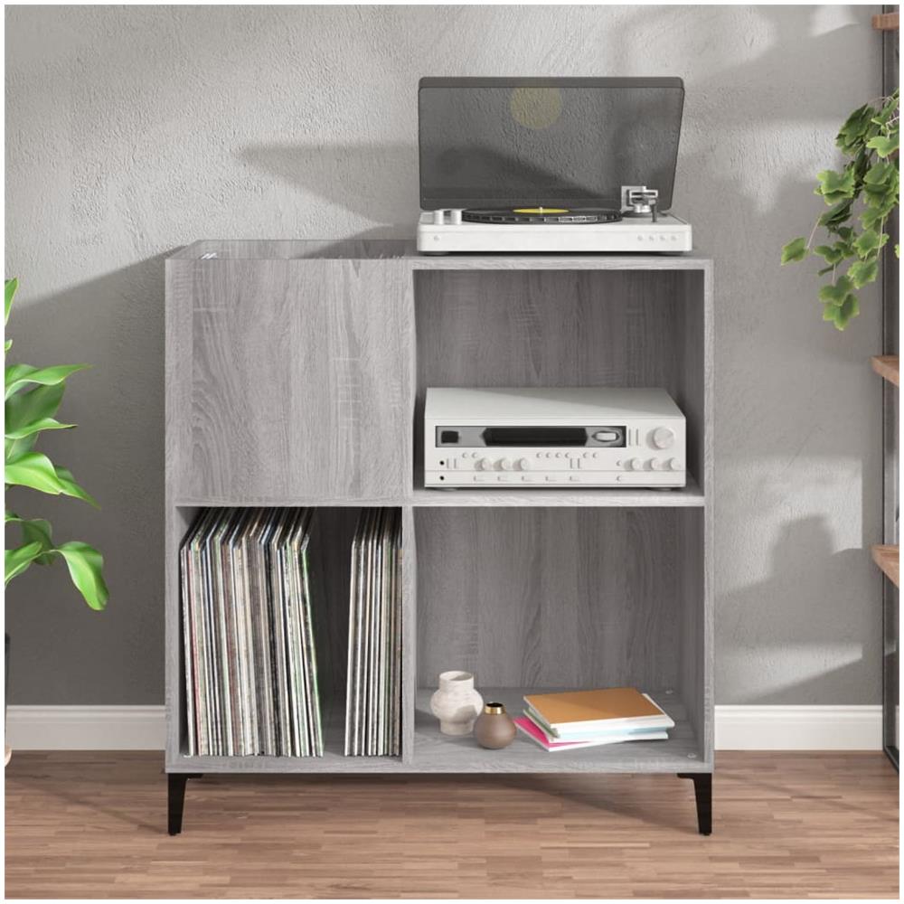 Mobile Porta Dischi Grigio Sonoma 84,5x38x89 Legno Multistrato - Foto 2