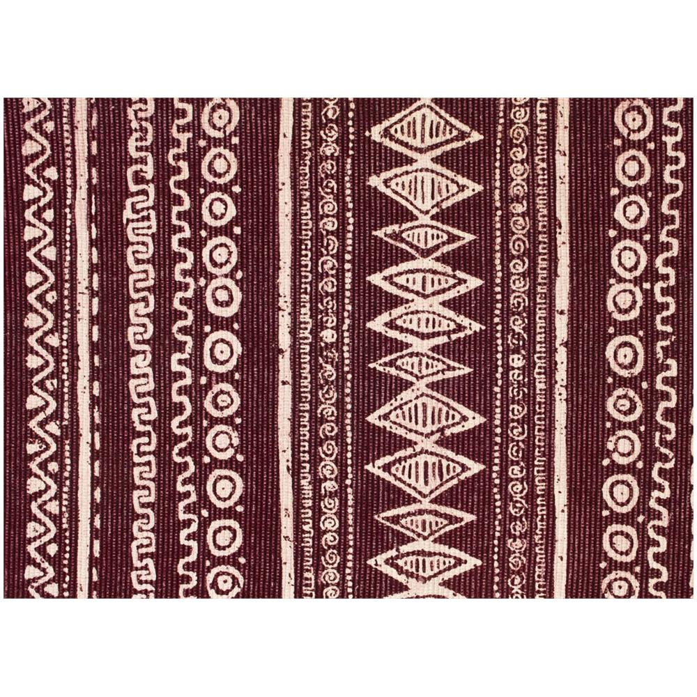 Tappeto Passatoia Cucina Indiano 100% Cotone Disegno Etnic Bordeaux 55x140 Bordeaux - Foto 5