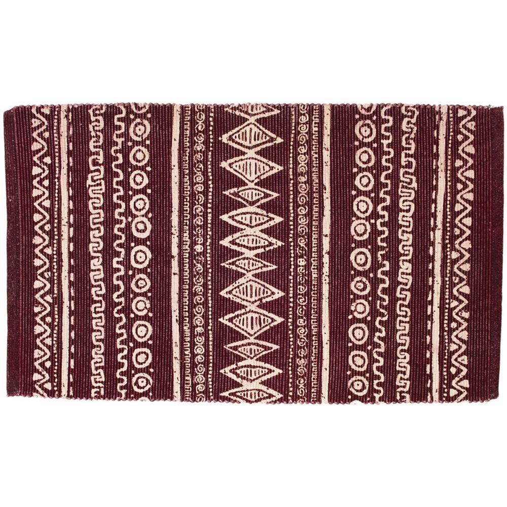 Tappeto Passatoia Cucina Indiano 100% Cotone Disegno Etnic Bordeaux 55x140 Bordeaux - Foto 1