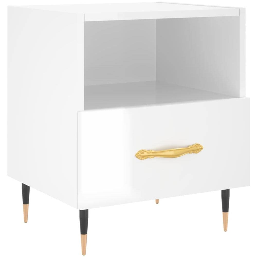 Comodino Bianco Lucido 40x35x47,5 Cm In Legno Multistrato - Foto 2