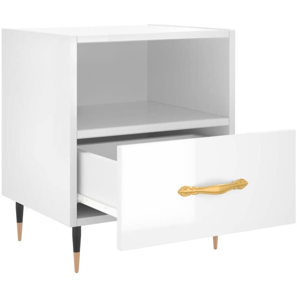 Comodino Bianco Lucido 40x35x47,5 Cm In Legno Multistrato - Foto 3