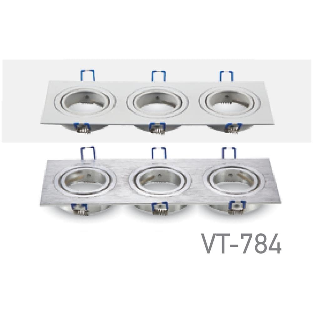Porta Faretti Led Gu10 Incasso Tre Posti Orientabile Quadrato Alluminio Spazzolato Vt-784 3610 - Foto 1