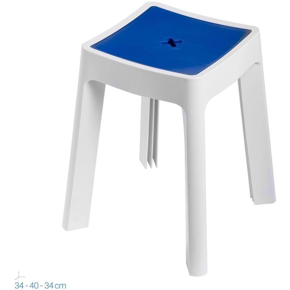 Sgabello Contenitore Bianco E Blu In Resina Termoplastica Mod. Keope - Foto 2