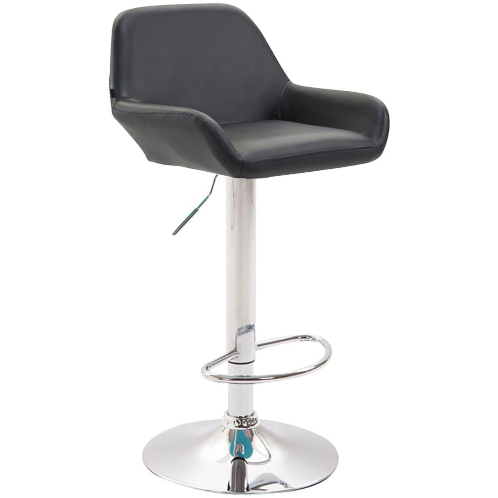 Sgabello Bar Braga in Similpelle - Sedia Cucina con Schienale e Braccioli Regolabile in Altezza - Sedia Sgabello Bancone Imbottita con Poggiapiedi Nero Cromato - Foto 1