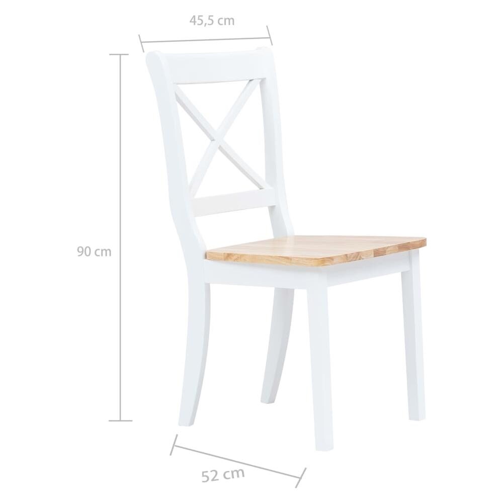 Sedie da Pranzo 6 pz Bianco e Naturale in Massello di Hevea - Foto 7