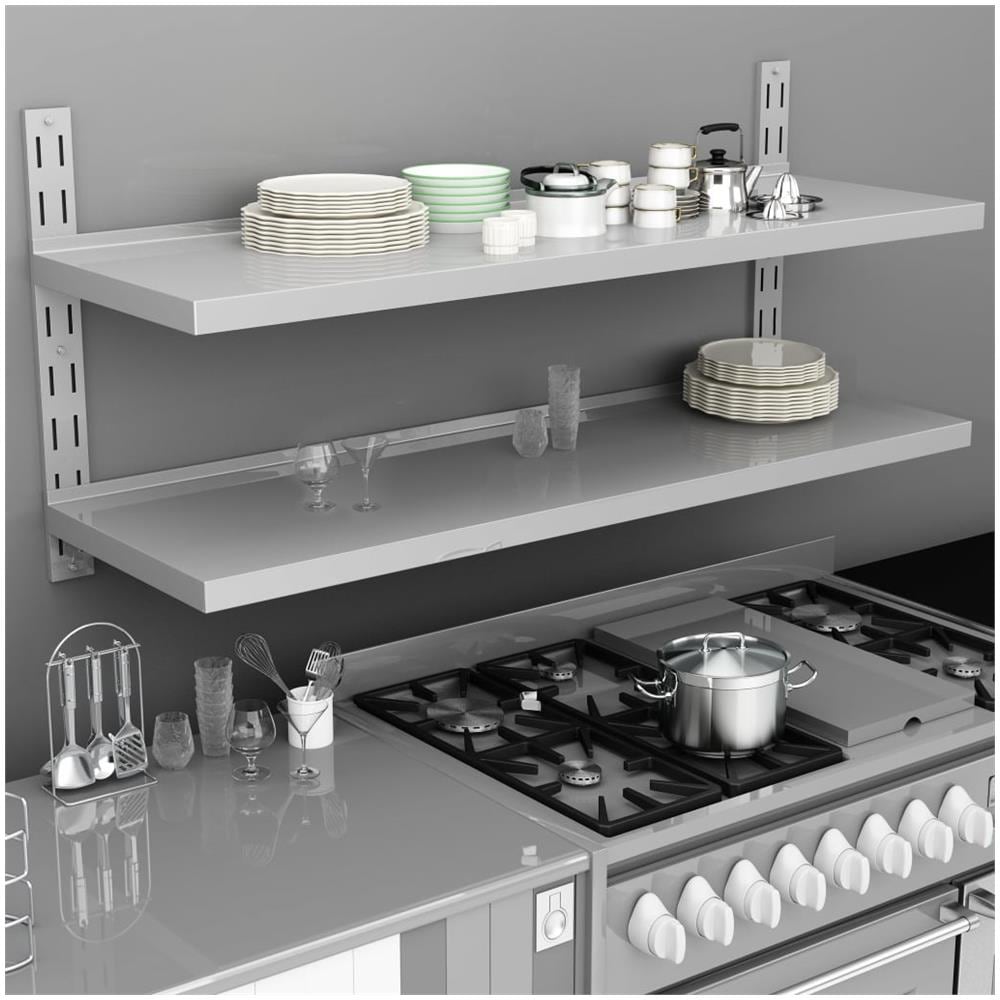Mensola A Sospensione A 2 Livelli In Acciaio Inox 150x30 Cm - Foto 1