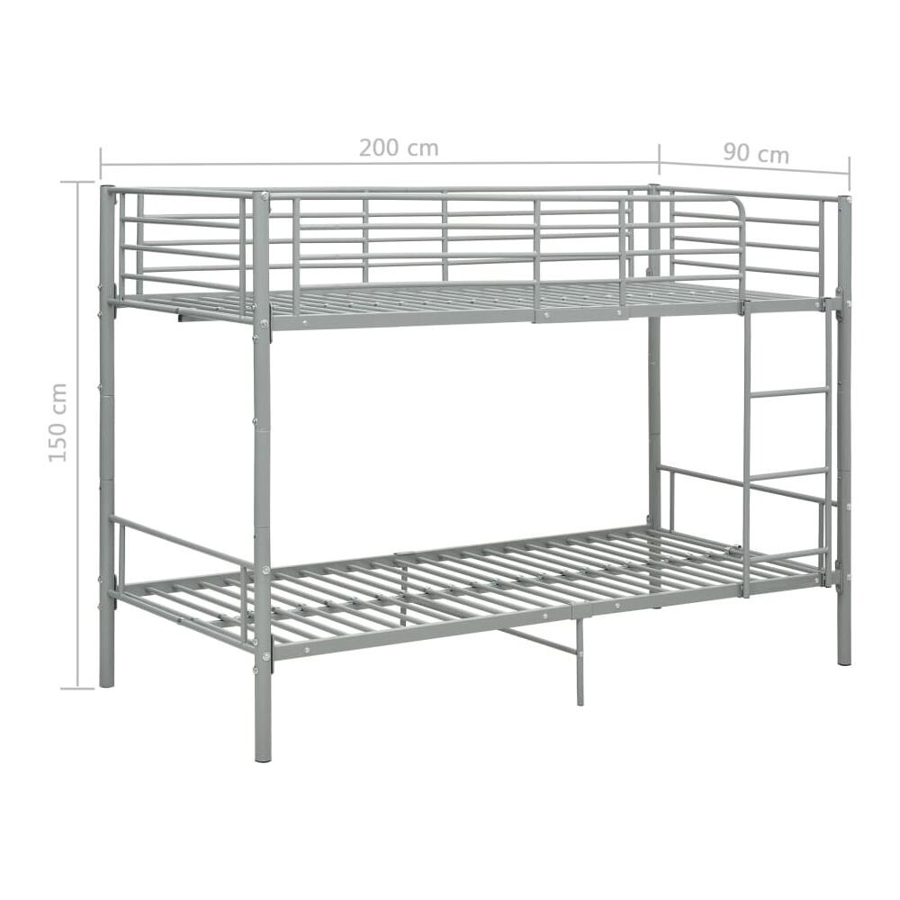 Letto a Castello Grigio in Metallo 90x200 cm - Foto 15