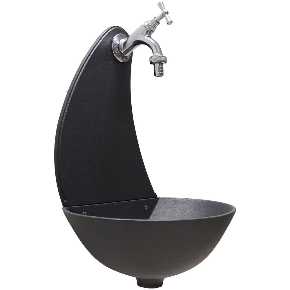 Fontana A Parete Modello Luna Colore Grigio Ghisa Con Rubinetto Mod. 303c In Ottone Cromato Per Casa E Giardino - Foto 1