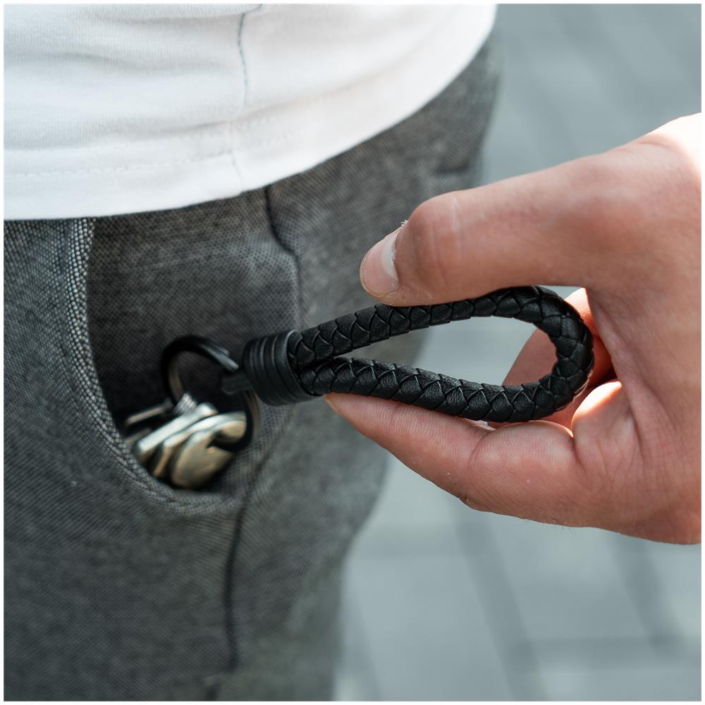 Portachiavi in Pelle per Uomo ""Strong"" Nero - Foto 2