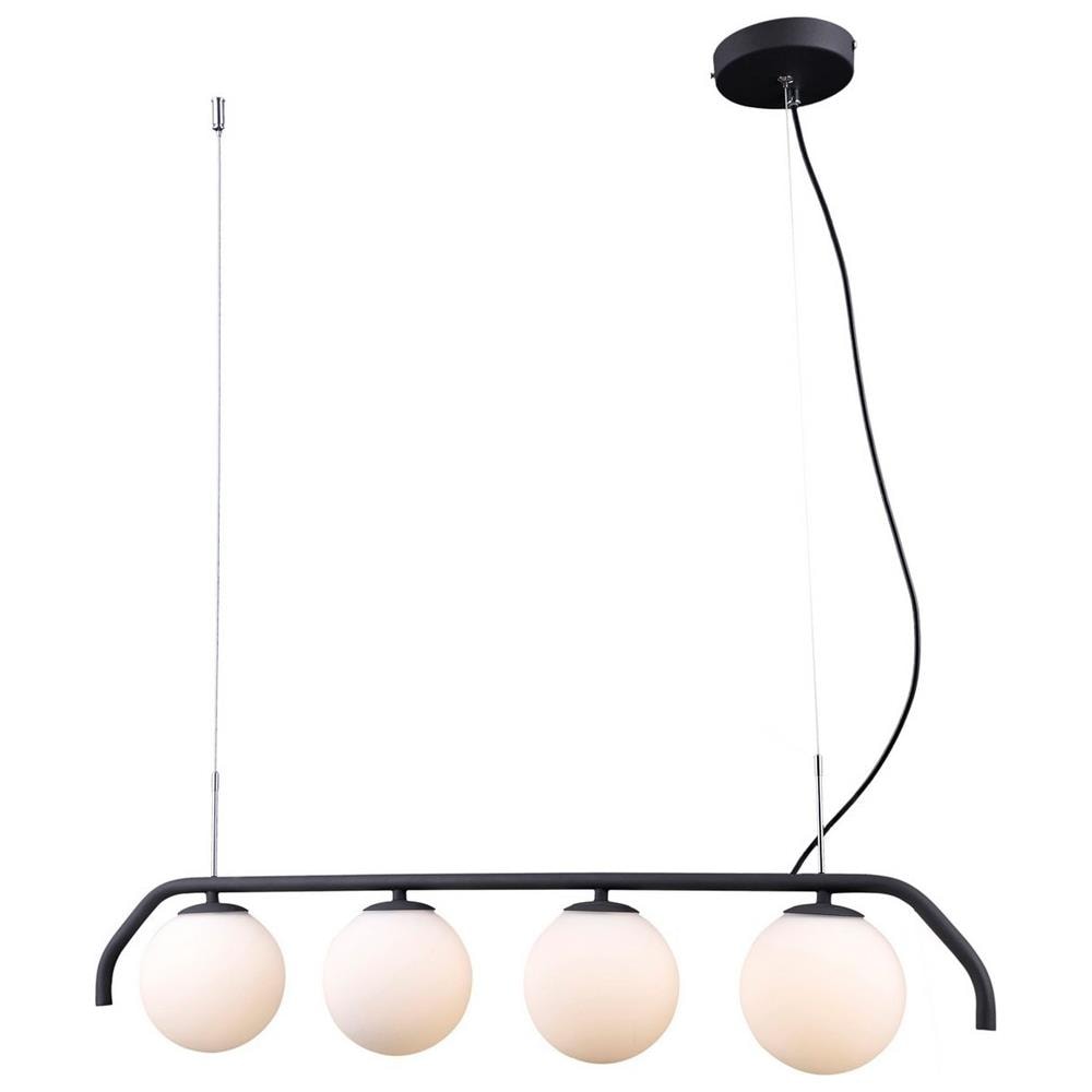 Pendente A Sospensione Moderno Nero Satinato A 4 Luci Con Paralume Bianco, G9 - Foto 2