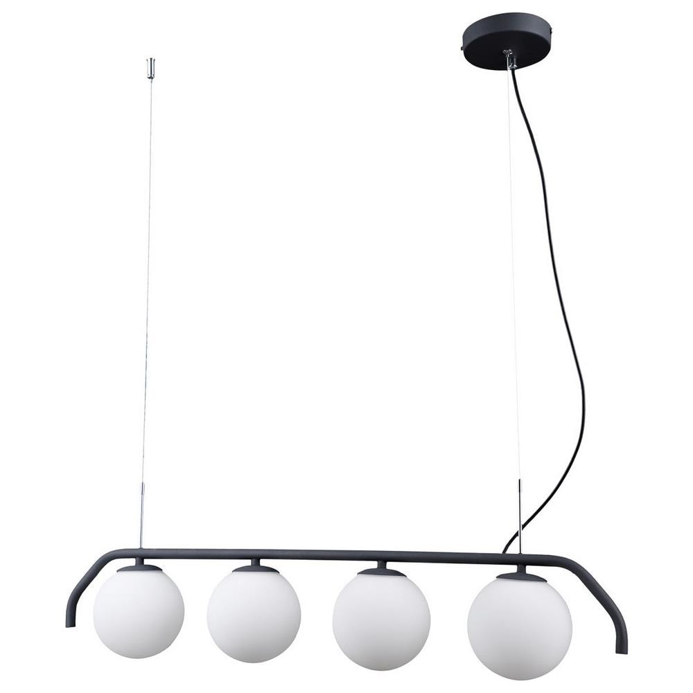 Pendente A Sospensione Moderno Nero Satinato A 4 Luci Con Paralume Bianco, G9 - Foto 1