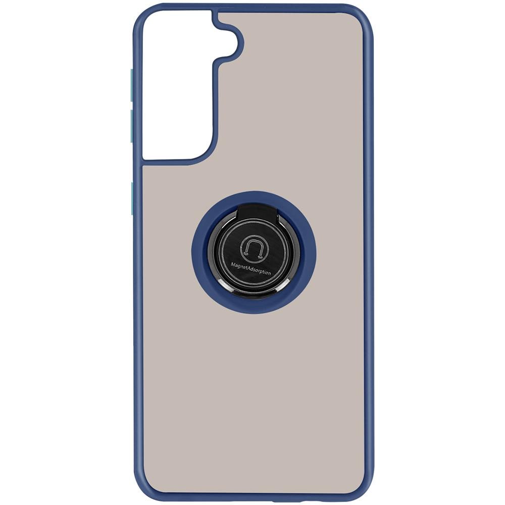 Cover Samsung Galaxy S21 Plus Anello In Metallo Funzione Supporto Blu - Foto 1