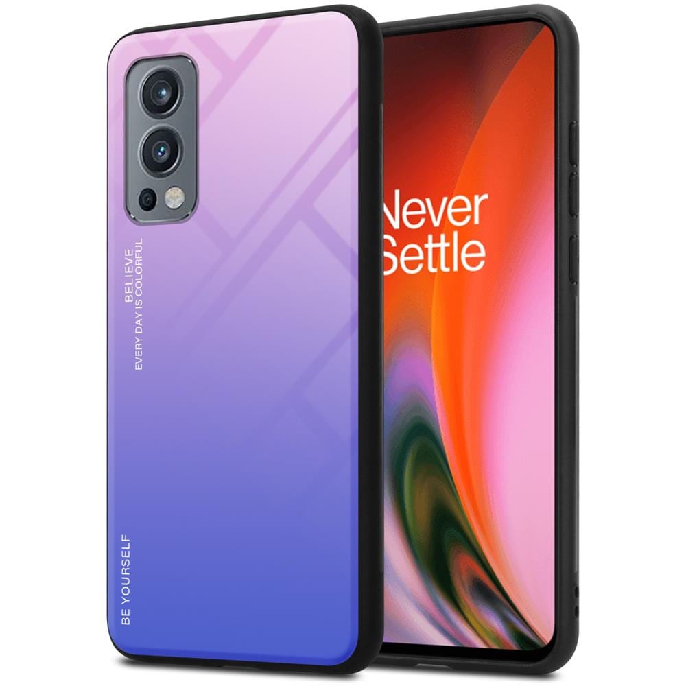 Custodia Compatibile Con Oneplus Nord 2 5g In Rosa - Blu - Coperchio Protettivo Bicolore In Vetro Temperato E Silicone Tpu - Foto 1