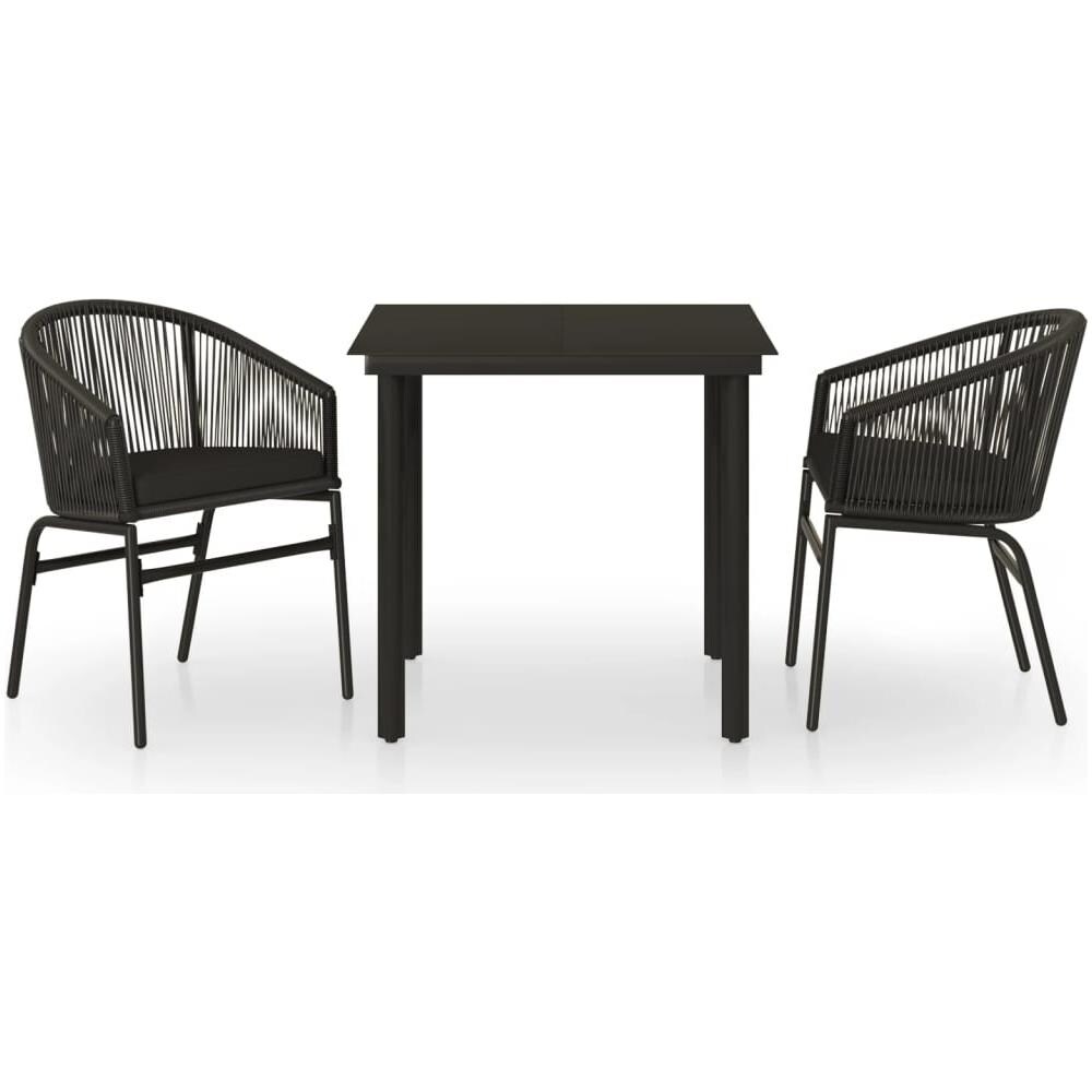 Set Mobili Da Pranzo Per Giardino 3 Pz Nero - Foto 2