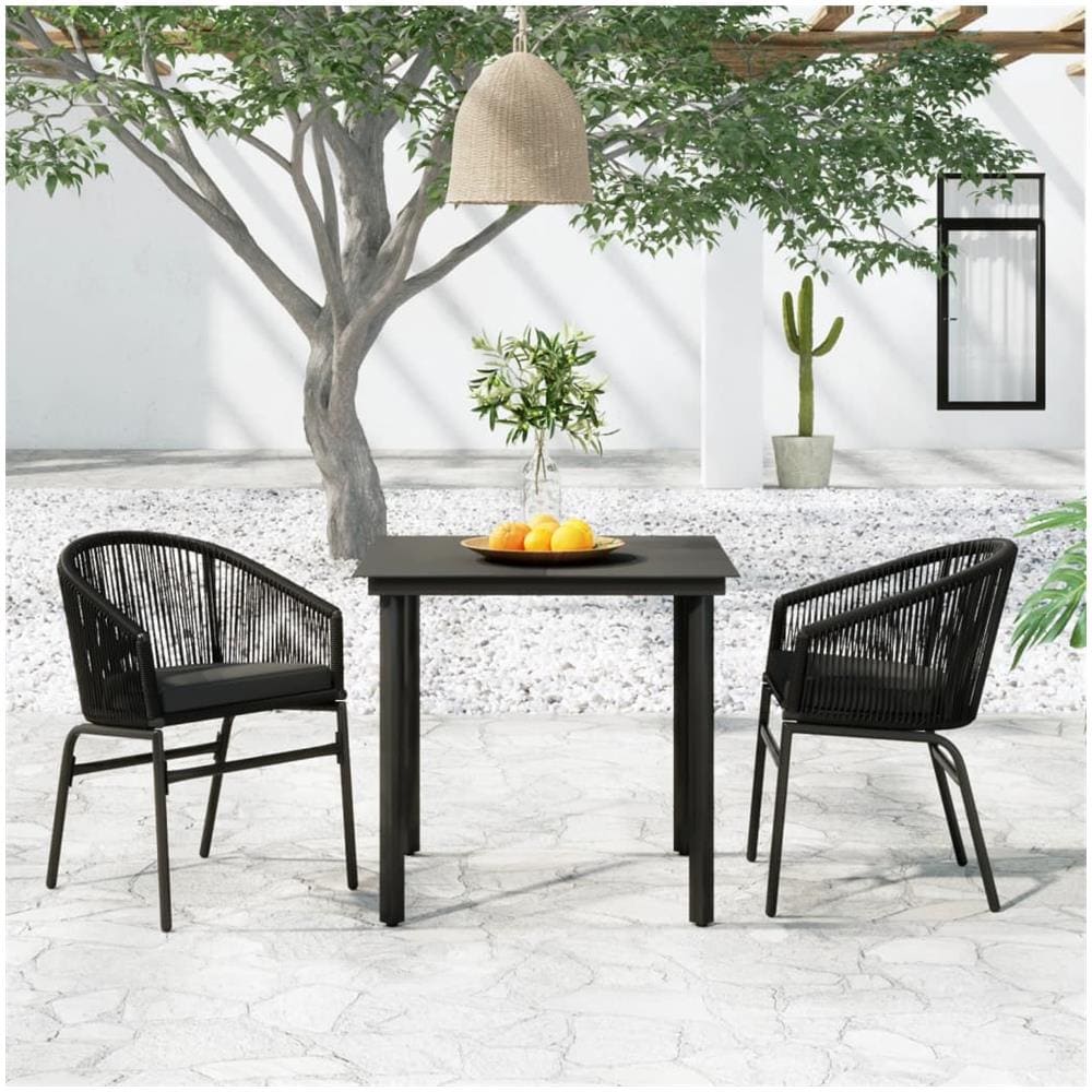 Set Mobili Da Pranzo Per Giardino 3 Pz Nero - Foto 1