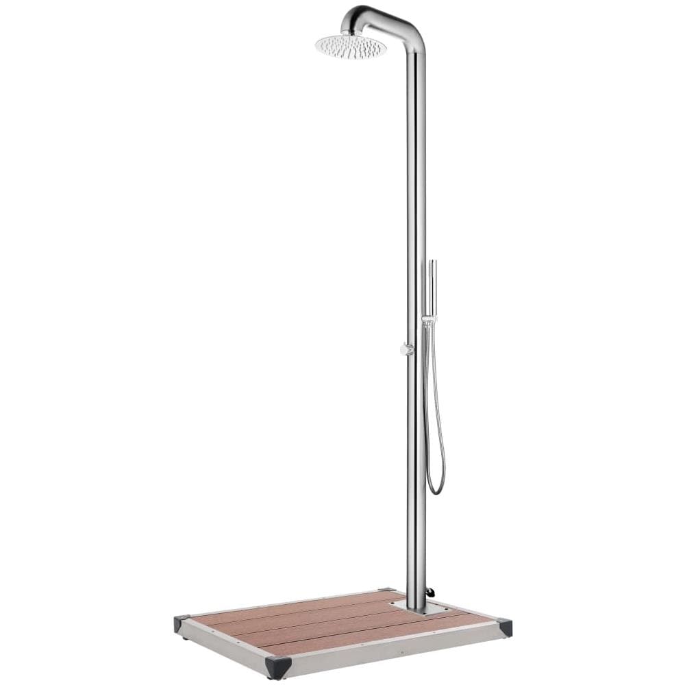 Doccia Da Giardino Con Base Marrone 230 Cm In Acciaio Inox - Foto 1