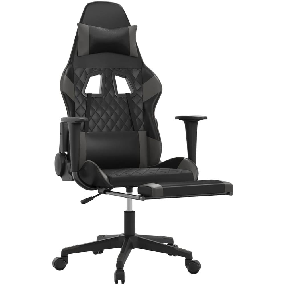 Sedia Da Gaming Con Poggiapiedi Nero E Grigio In Similpelle - Foto 2